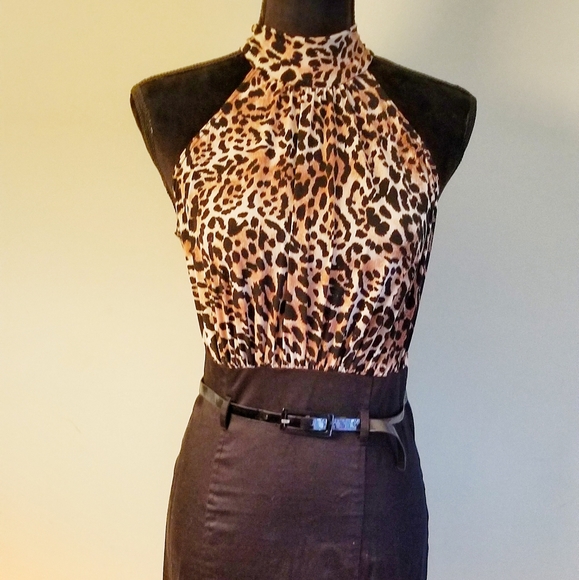 XOXO Retro Pencil Cut High Neck Tie Dress - Picture 1 of 3